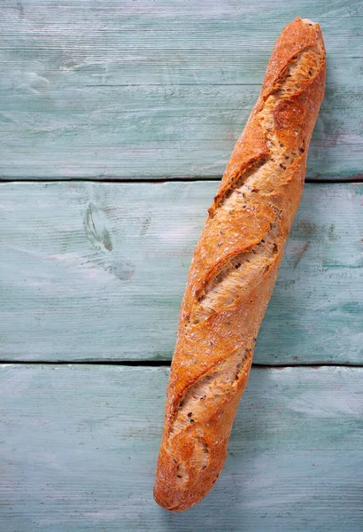 Ciabatta Brot Und Olivenöl Auf Holzoberfläche — Stockfoto