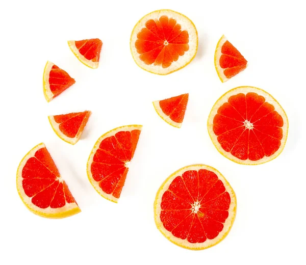 Grapefruitschijfjes Geïsoleerd Wit — Stockfoto