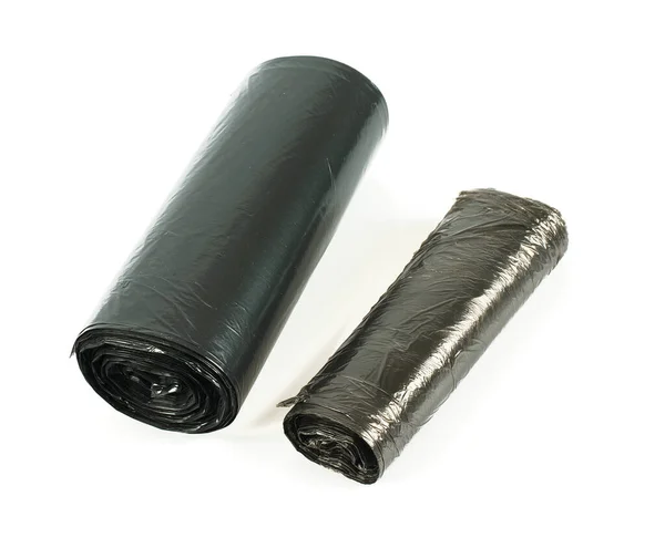 Dois Sacos Plástico Lixo Preto — Fotografia de Stock