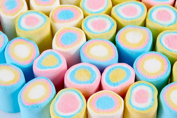 Colorful Marshmallow Wooden Surface — Stock Photo, Image