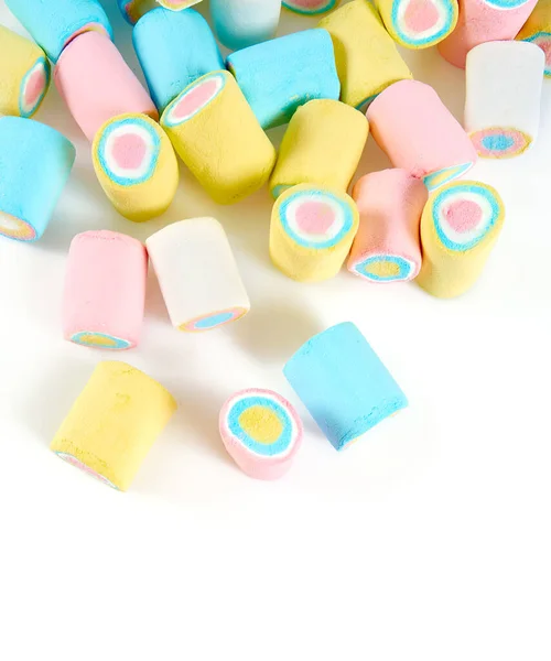 Marshmallow Colorido Isolado Branco — Fotografia de Stock