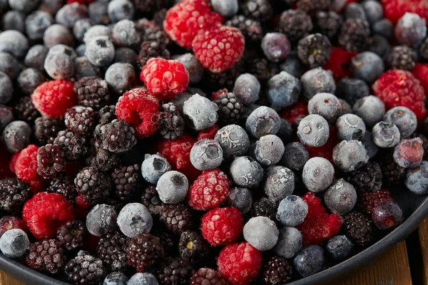 Frozen Raspberries Blackberries Blueberries Close — Stock Photo, Image