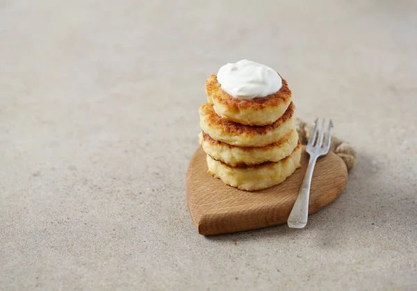 Cottage Cheese Pancakes Granite Surface — Stock Photo, Image