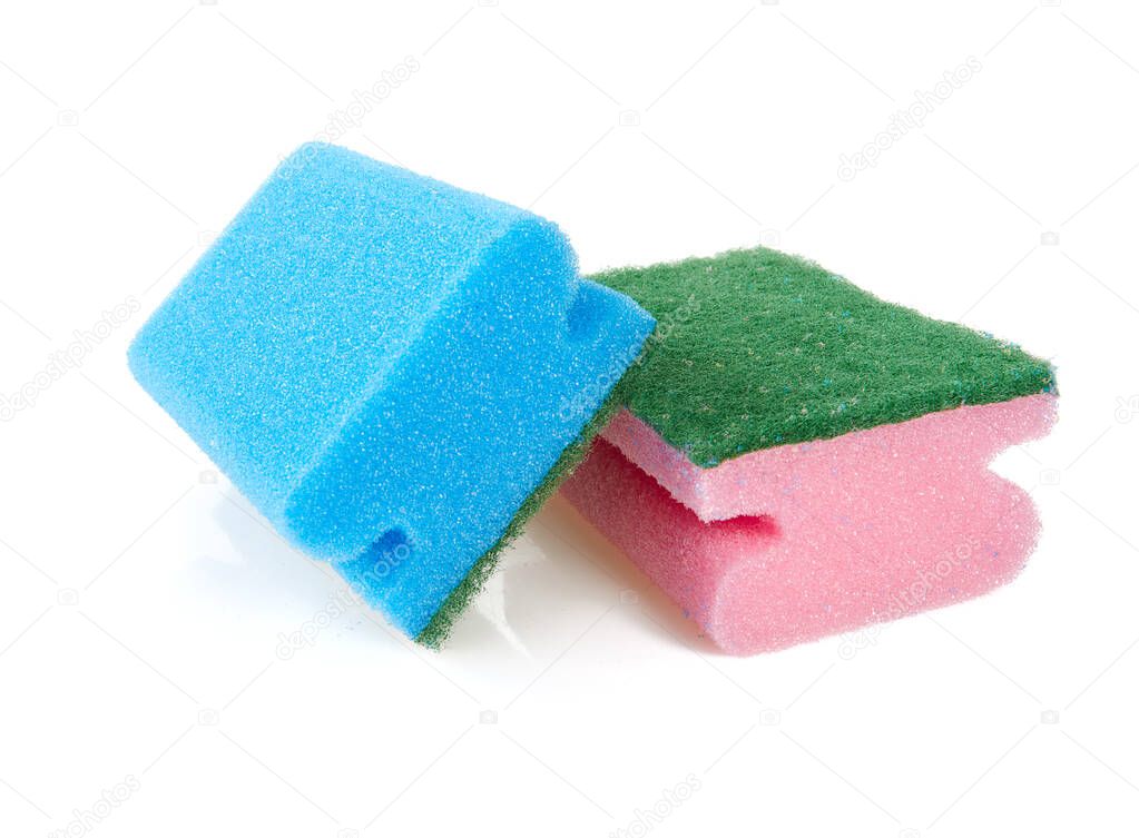 colorful sponges isolated on white background