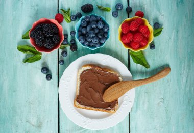 Çikolata ekmek ve böğürtlene bulaşmış.