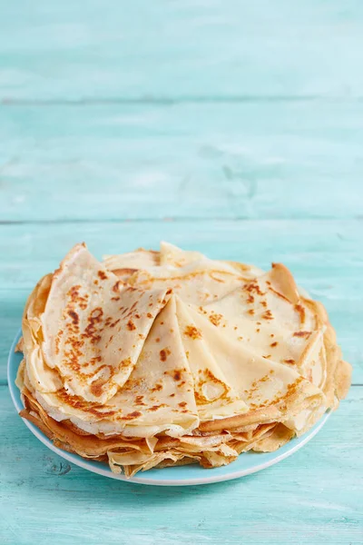 Verse Crêpes Houten Ondergrond — Stockfoto