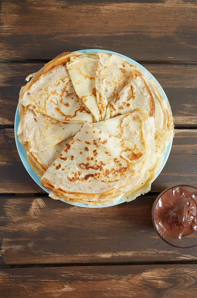 Verse Crêpes Houten Ondergrond — Stockfoto