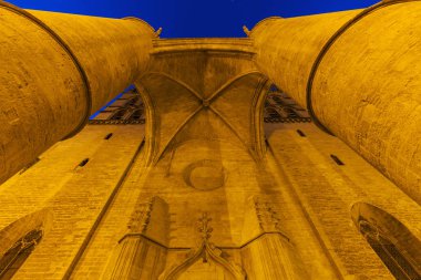 Montpellier Cathedral at night clipart