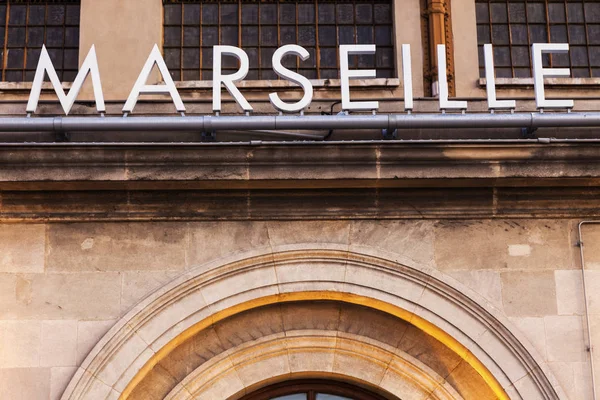 Marseille sign on building — Stock Photo, Image