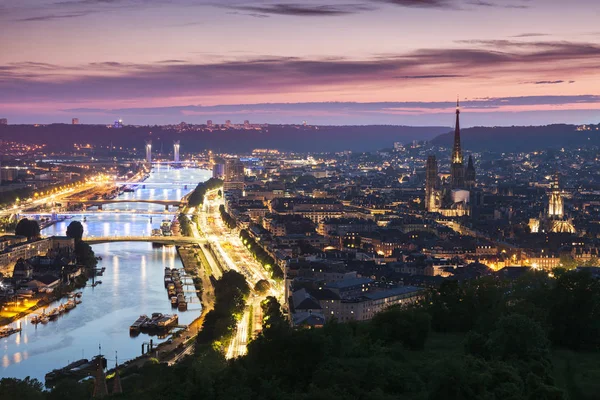 Panorama z Rouenu při západu slunce — Stock fotografie