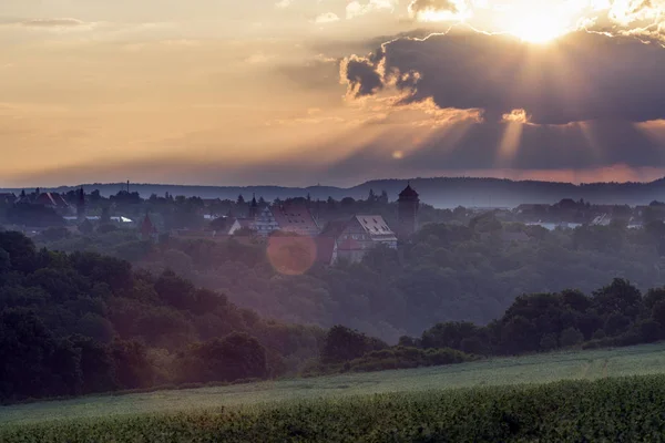 Panorama of Rothenburg at sunrise — Stock Photo, Image