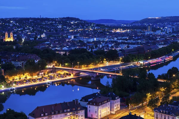 Panorama z Würzburgu v noci — Stock fotografie