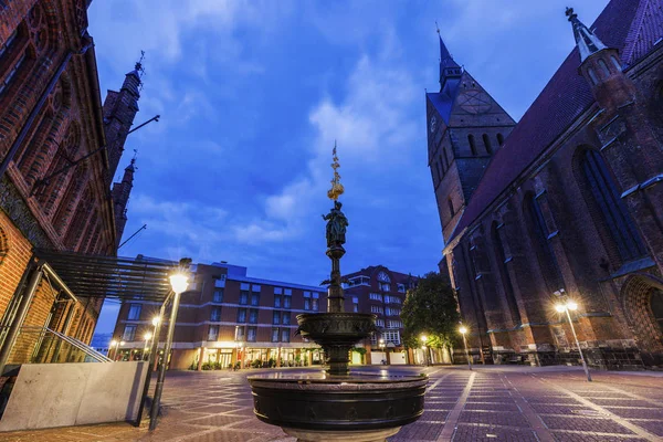 Marktkirche в Ганновере ночью — стоковое фото