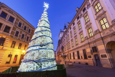 Noel ağacı Wroclaw Üniversitesi meydanında 