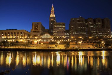 Cleveland skyline at night  clipart