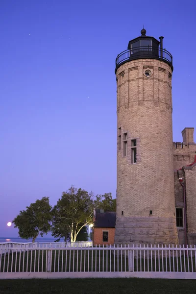 Vieja estación de luz punto mackinac — Foto de Stock