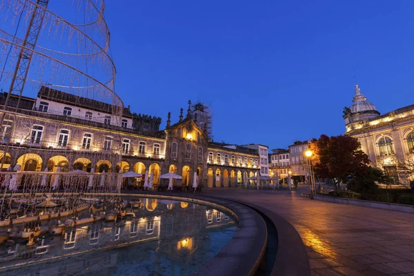 Arcada on Plaza de la Republica in Braga at dawn — ストック写真