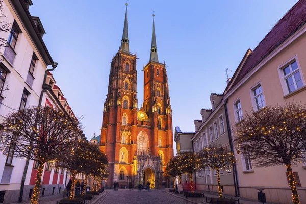 Katedra we Wrocławiu na wieczór — Zdjęcie stockowe
