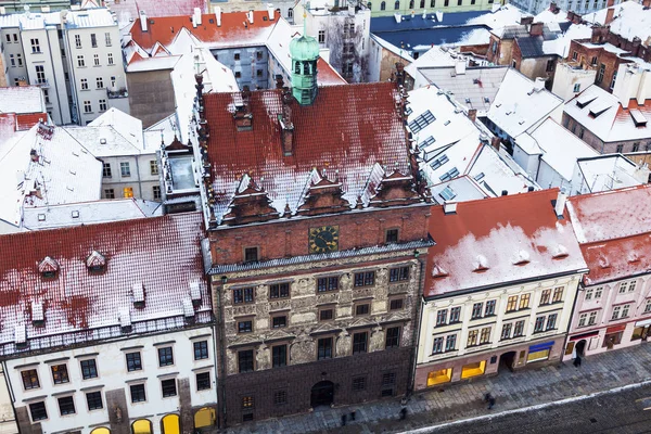 Antiguo Ayuntamiento en la Plaza de la República en Pilsen - vista aérea — Foto de Stock