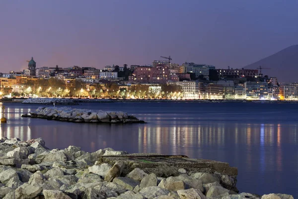 Panorama of Naples and Vesuvius at night — Stock Photo, Image