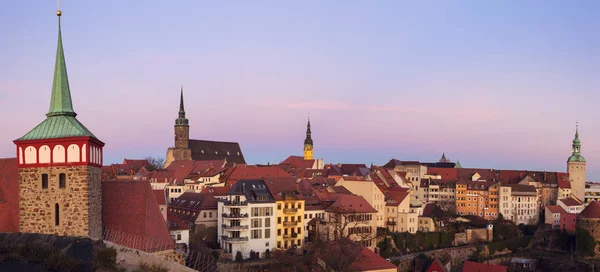 Panorama z Budyšína při západu slunce — Stock fotografie