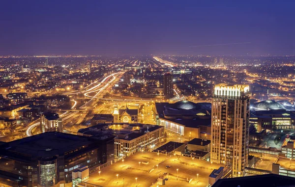 Panorama de Minneapolis ao pôr do sol — Fotografia de Stock