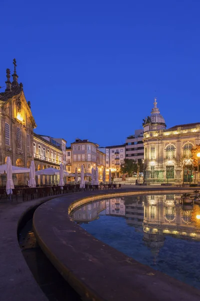 Arcada on Plaza de la Republica in Braga at dawn — ストック写真