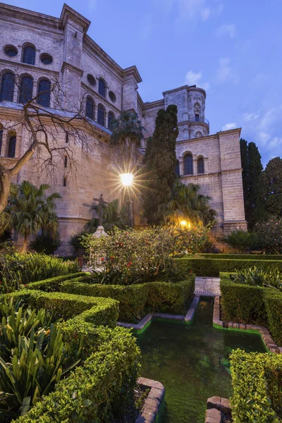 Malaga-katedralen på natten — Stockfoto