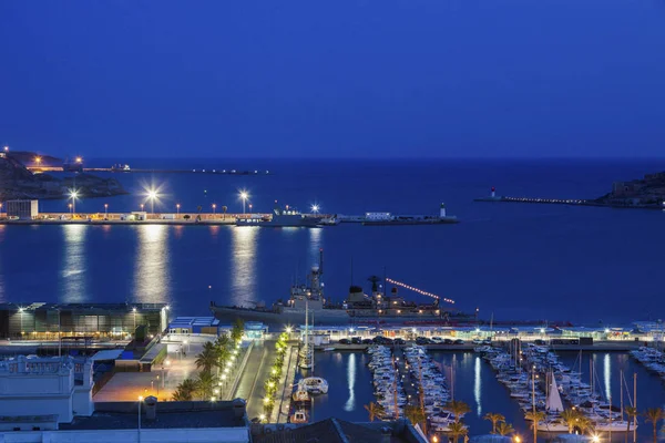 Port z Kartageny w nocy — Zdjęcie stockowe