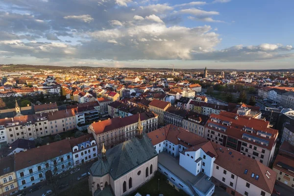 Чеське-Будейовіце в sunset - повітряна фотографія — стокове фото