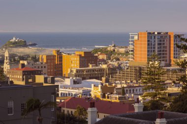 Nobbys baş Lightouse ve Newcastle panorama 