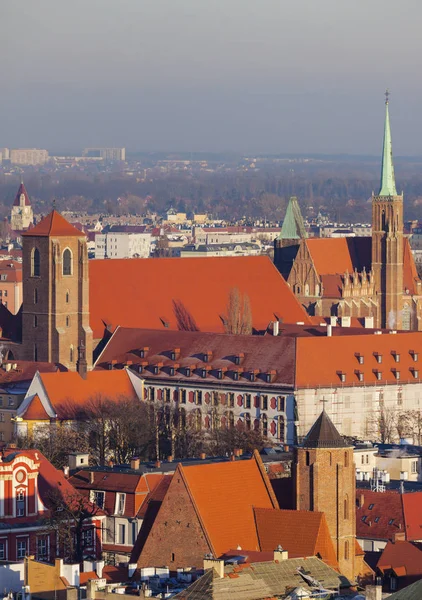 Oude stad van Wroclaw - luchtfoto — Stockfoto