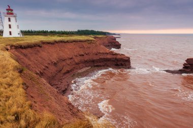 Prince Edward Island Cape Egmont deniz feneri. Prince Edward Island, Kanada.