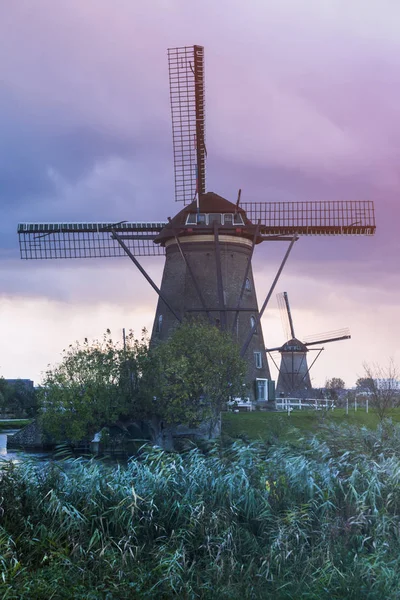 Moinhos de vento em Kinderdijk — Fotografia de Stock