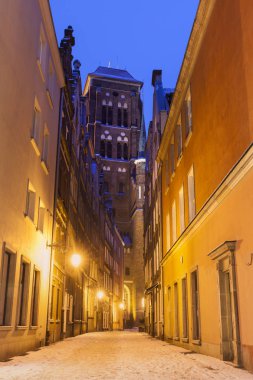 St Mary's kilise gece Gdansk