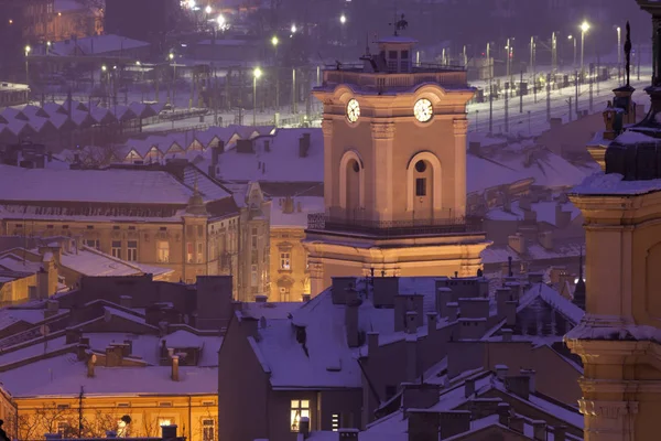 Architektura miasta Przemyśla w nocy — Zdjęcie stockowe