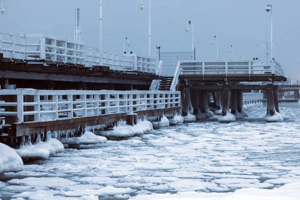 Sopot pier in winter scenery — Stock Photo, Image