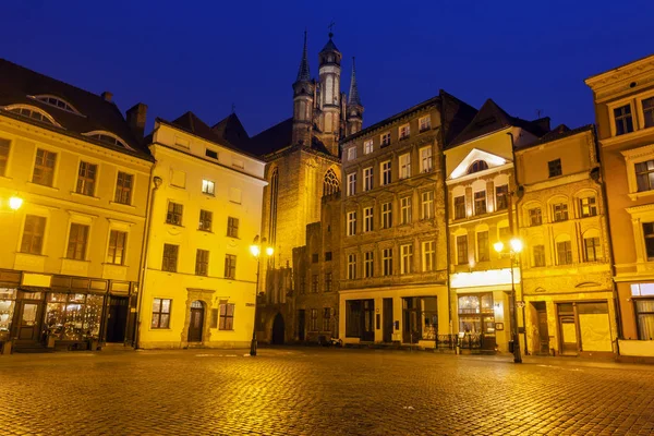 Kościół Najświętszej Maryi Panny w Toruniu w nocy — Zdjęcie stockowe