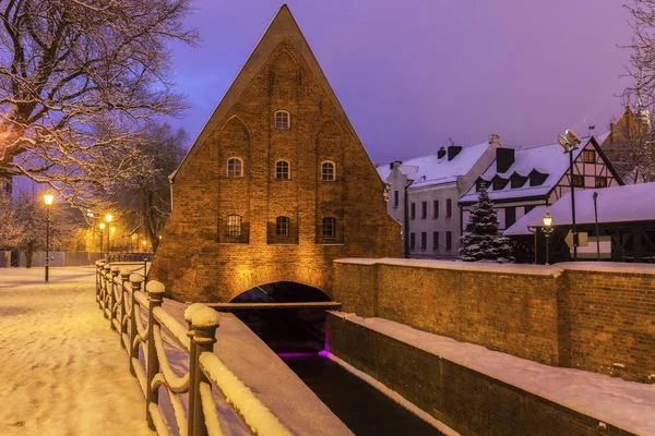 Gdansk geceleri küçük değirmen — Stok fotoğraf