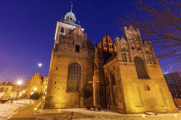 St. Birgitta van kerk in Gdansk nachts — Stockfoto