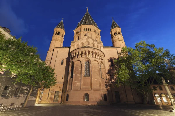 Catedral de Mainz à noite — Fotografia de Stock