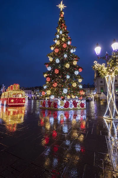 Rainy Christmas in Rzeszow — Stock Photo, Image