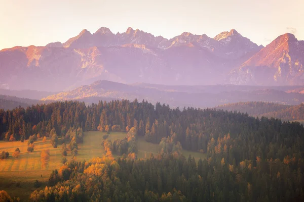 Tatra Mountains seen from Sromowce Wizne — стоковое фото