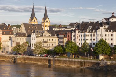 Koblenz ve Moselle Nehrinin Panorama 'sı. Koblenz, Rhineland-Palatinate, Almanya.