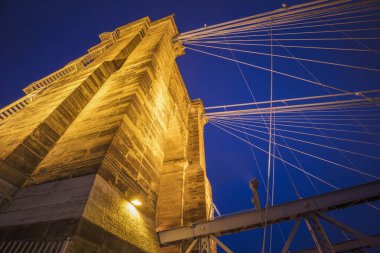 John A. Roebling Suspension Bridge in Cincinnati. Cincinnati, Ohio, USA. clipart