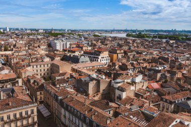 Bordeaux 'nun hava manzarası. Bordeaux, Yeni Akitanya, Fransa.
