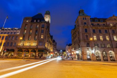 Geceleri Malmö Panoraması. Malmö, İskandinav, İsveç.