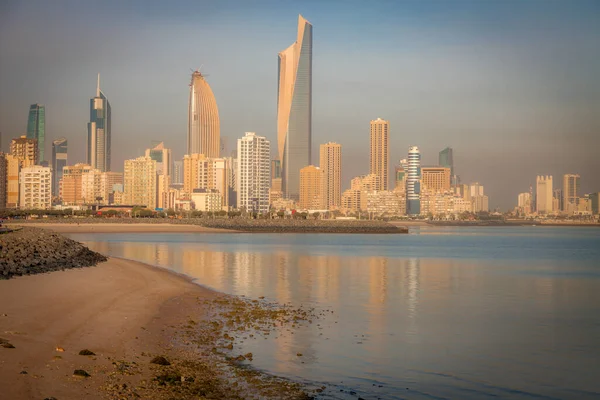 Panorama Van Koeweit Stad Vanaf Het Strand Stad Koeweit Stad — Stockfoto