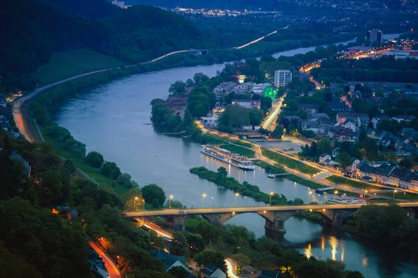 Panorama Trier Noite Trier Renânia Palatinado Alemanha — Fotografia de Stock