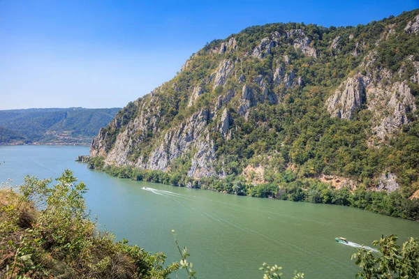 Řeka Dunaj Srbsku Srbsko Rumunsko Hranice — Stock fotografie